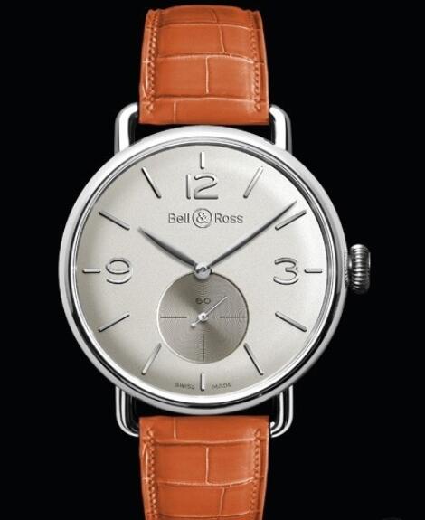 Replica Watch Bell and Ross VINTAGE WW1 Argentium Argentium - Silver Dial - Orange Alligator Strap